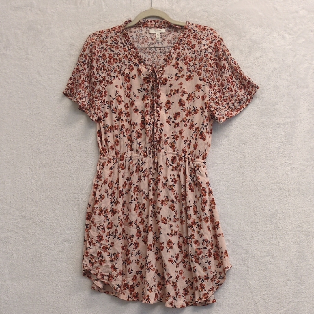 Maurices Women's Pink &‎ Red Floral Short Sleeve Mini Dress Size XS